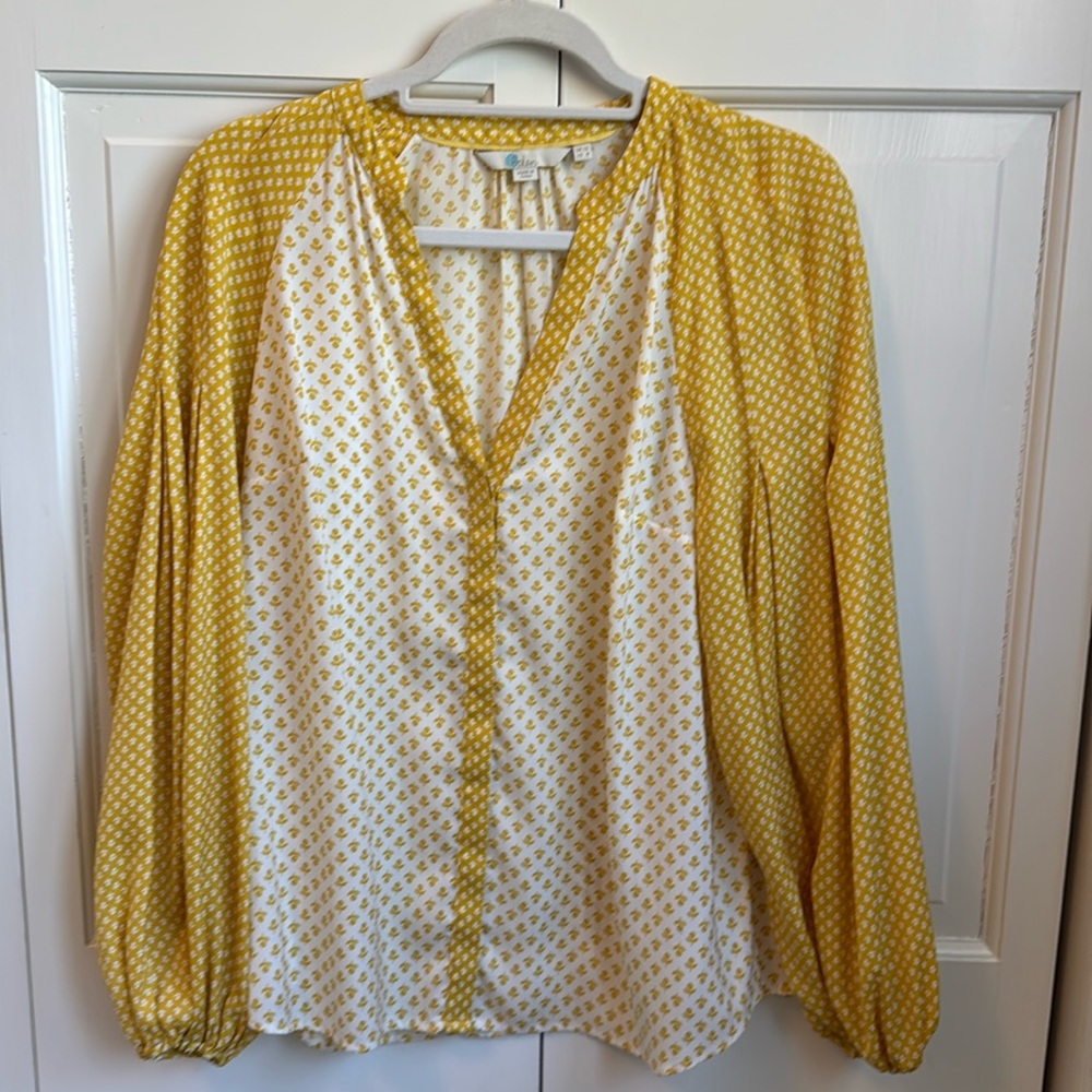 Boden women’s long sleeved blouse- yellow/white